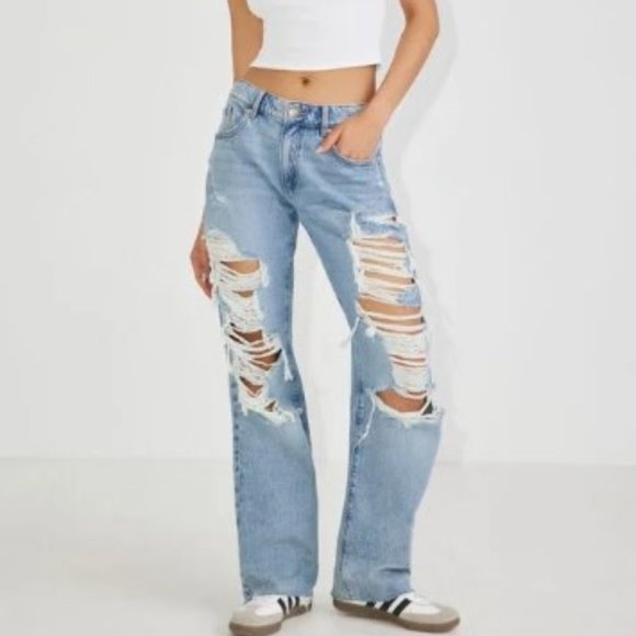 Garage Slouchy Ripped Shredded Baggy Jeans Y2K, Juniors / Women's size 7 - Picture 1 of 7
